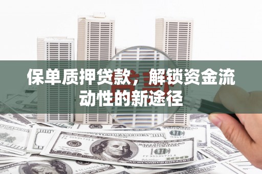 雨山保单质押贷款，解锁资金流动性的新途径