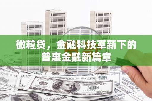 鼓山微粒贷，金融科技革新下的普惠金融新篇章