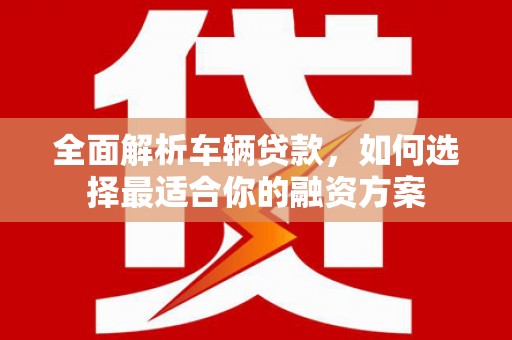 仙桃全面解析车辆贷款，如何选择最适合你的融资方案